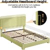 Dyonery Full Size Upholstered Bed Frame with Headboard, Soft Rounded Corners, No Box Spring Required, Adjustable Headboard, Easy Assembly, Beige - 4 of 4