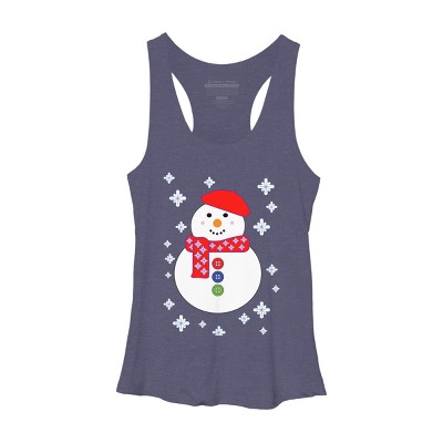 Women's Design By Humans Christmas Snowman By ScarDesign Racerback Tank Top