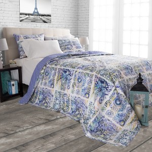 Blue Melody Quilt Set (Full/Queen) 3pc - Yorkshire Home