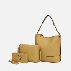 MKF Collection Wren Women’s Vegan Leather Hobo with Pouch and Wristlet Wallet by Mia K- 3 pieces - 1 of 4