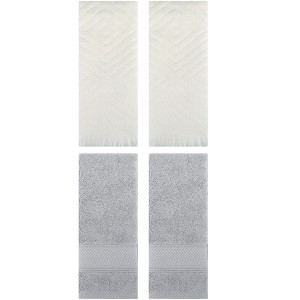 REGALWOVEN 4 Pcs Bathroom Decorative Cotton Soft Absorbent Sold Striped Hand Towel - 1 of 4