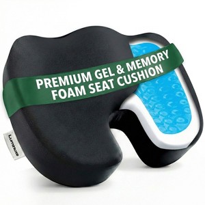 Gel Memory Foam Seat Cushion, Cooling Gel Comfort, Chair Cushions for Back & Sciatica Pain Relief, Tailbone Coccyx Support, Office & Car Seat Cushion - 1 of 4
