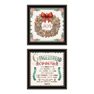 2- Piece Vignette Gingerbread Wreath Black Framed Wall Art for Living Room, Bedroom Wall Art Print for Home Decor by Nicole DeCamp - 1 of 4