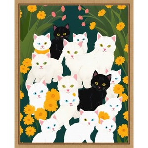 Amanti Art Cats Meet Up Group by Uma Gokhale Framed Canvas Wall Art - 1 of 4