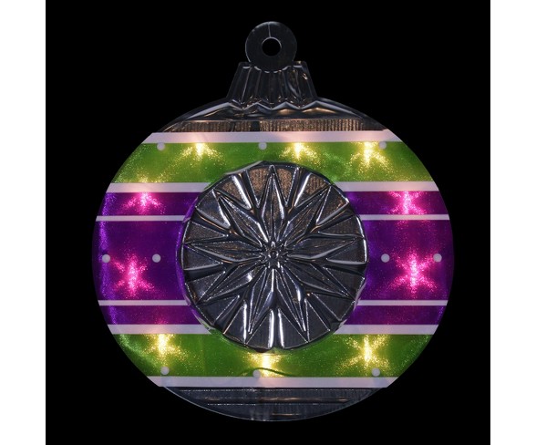 Impact Innovations 15.5" Lighted Shimmering Purple, Green, White & Silver Ornament Christmas Window Silhouette Decoration
