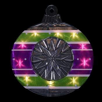 Impact Innovations 15.5" Lighted Purple and Green Shimmering Ornament Christmas Window Silhouette Decoration