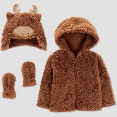Carter's Just One You® Baby Boys' Moose Faux Fur Jacket - Brown 0-3M