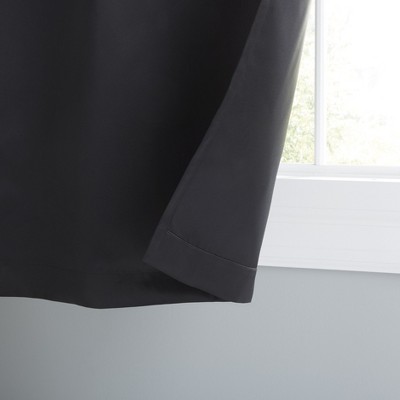 Seville Black Polyester Blackout Grommet Curtain Panel Pair