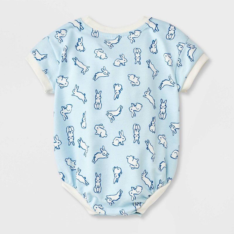 Baby French Terry Bunny Romper - Cat & Jack™ Light Blue, 3 of 10
