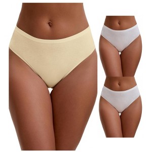 INSPIRE CHIC Women's Elastic Waistband Mid-Waisted Briefs Full Coverage Underwear 3 Packs - 1 of 4
