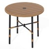 Outdoor Wicker Round Dining Table Plastic Wood Tabletop with 2.2in Umbrella Hole - 4 of 4