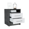 Gulches Philadelphia 2-Drawer Nightstand, Smokey Oak/White Particle Board Bedside Table with Concealed Shelf & Metallic Hardware - 2 of 4