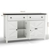Angel Sar 55'' Farmhouse Buffet Cabinet with Drawers and Barn Door Design, Sideboard for Dining Room and Kitchen, White - 3 of 4