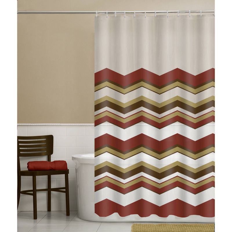 13pc Chevron PEVA Shower Curtain and Rings Set - Zenna Home, 3 of 8