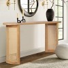 60" Modern Console Table - Solid White Oak with Imitation Rattan Design Entryway Table for Living Room Narrow Entryway-Tanpinhause - 2 of 4