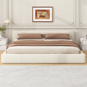 Christopher Knight Home Francis Modern Faux Leather Upholstered Wood Platform Bed with Headboard - 1 of 4