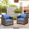 Ainfox Outdoor Wicker Single Sofa, Patio Furniture Rattan Armchair Sofa with Cushions - 3 of 4
