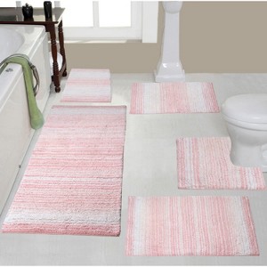 Gradiation Bathroom Decor, Washable Rug, Bathroom Mat, Bathroom Rug Set, Bath Mat Set, Bath Floor Mat Non-Slip, 5 Pcs Set with Contour, Pink - 1 of 4