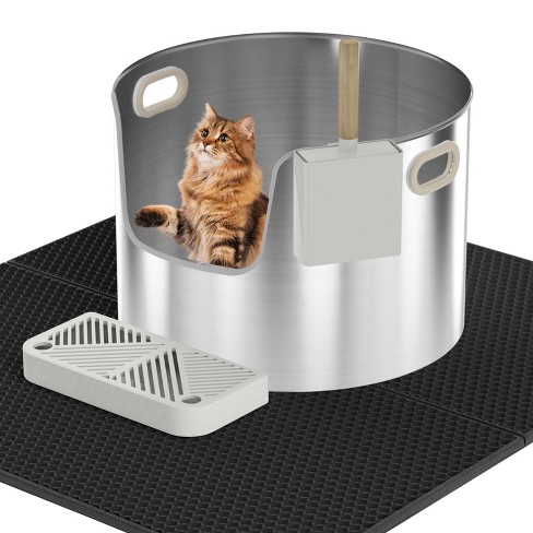 Extra Large 19.6 in. x 19.6 in. Stainless Steel Cat Litter Box with High Sided - image 1 of 4