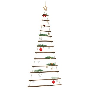Aghana Digitals 180cm Rustic Natural Wood Hanging Christmas Tree with Top Star, 86cm Base, 13 - 1 of 4