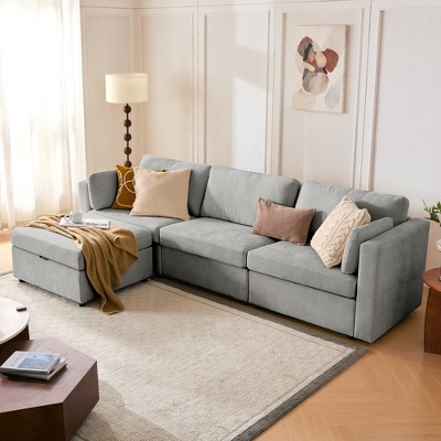 Dyonery Oversized Modular Sectional Sofa, Large L Shaped Sleeper Couch for Living Room, Convertible Modular Sofa Couch with Storage Ottoman