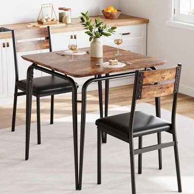 Dining Table for 2, Small Table and Chairs Set of 2, Square Dinette Set for 2, Dinner Table Set, 3 Piece Kitchen & Dining Room Sets for Small Space
