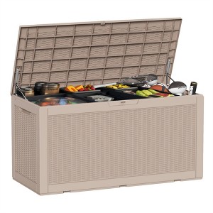 Infurnic Deck Boxes, Outdoor Patio Storage Box with Handle, Waterproof Box for Storage Patio Furniture Garden Tools, Brown, 48"*21.5"*25.6" - 1 of 4