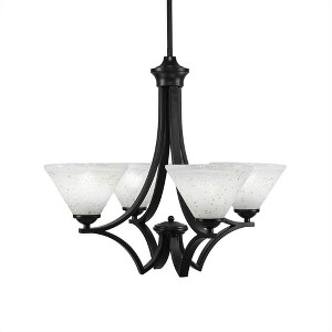 Toltec Lighting Zilo 4 - Light Chandelier in  Matte Black with 7" Gold Ice Shade - 1 of 1