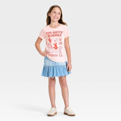 Toy Story Girls' Disney Toy Story "Toy-Riffic Summer" Short Sleeve Graphic T-Shirt - Peach Orange M — фото 4