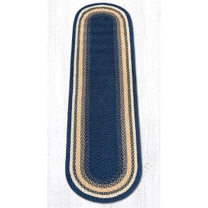 Earth Rugs Light Blue, Dark Blue & Mustard Oval Braided Rug – Handcrafted Quality - 1 of 1