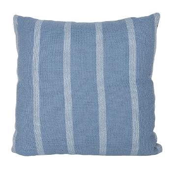 24X24 Inch Hand Woven Blue & Light Blue Striped Outdoor Pillow Polyester With Polyester Fill by Foreside Home & Garden