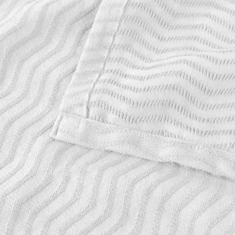 Modern Cotton Textured Chevron Lightweight Woven Blanket by Blue Nile Mills, 3 of 11