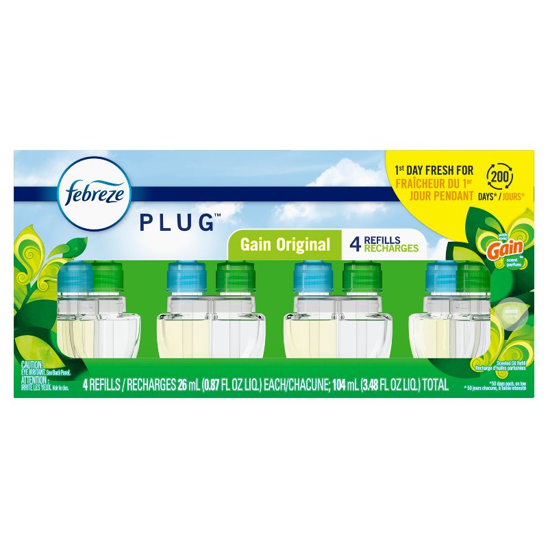 Febreze Plug Quadruple Air Freshener Refill Gain Original - 3.48 fl oz/4pk, 3 of 18