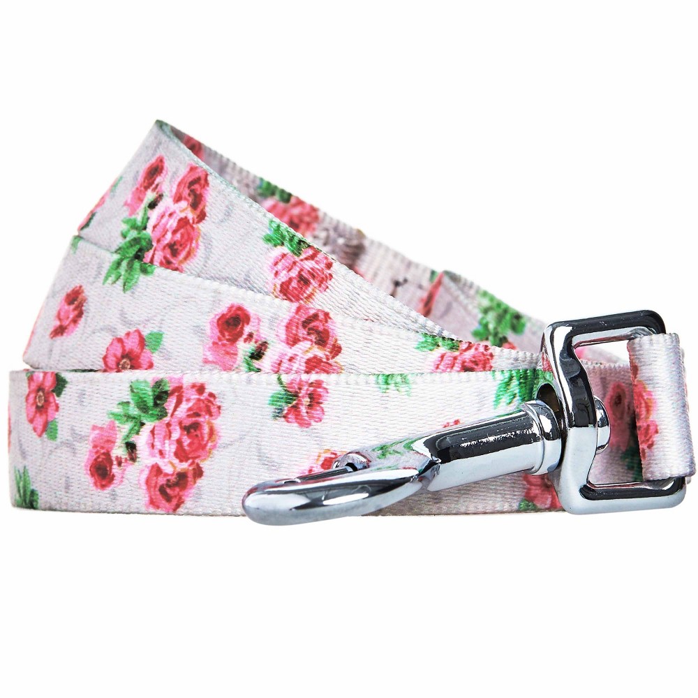 Blueberry Pet Durable Scent Inspired Rose Blossom Floral Print Dog Leash - M - Gray