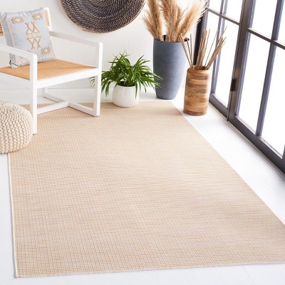 Yellow 4' x 6' Hand-knotted Synthetic Rectangular Rug