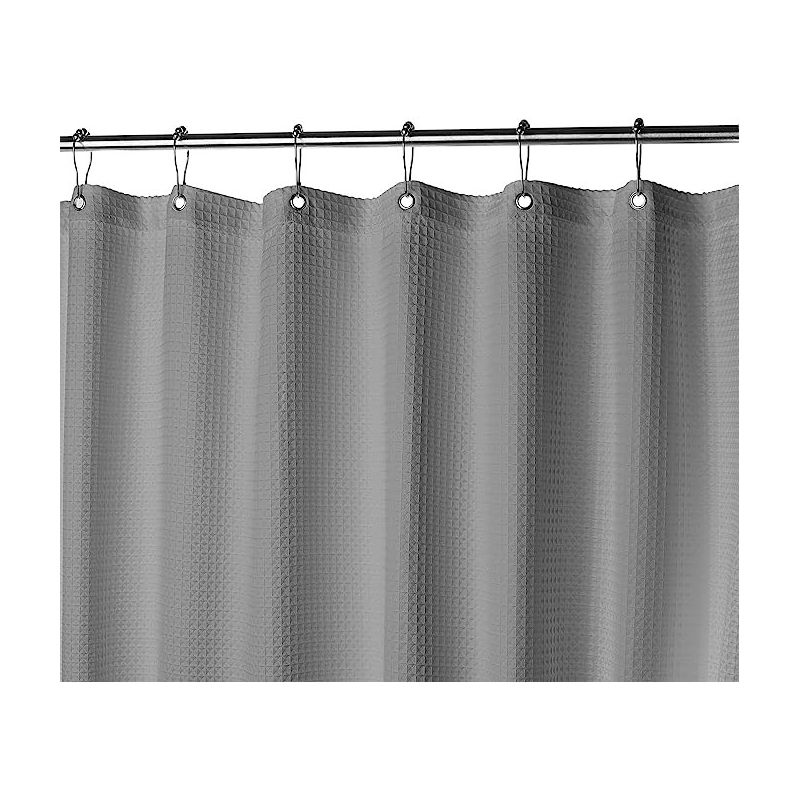 Creative Scents Matte Gray White Waffle Shower Curtain, 5 of 8