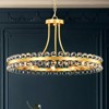 Rennnsan Wivra 23" W 9 - Light Wagon Wheel Beaded Crystal Mid-Century Modern Dimmable Flush Mount Chandelier in Gold - 2 of 4