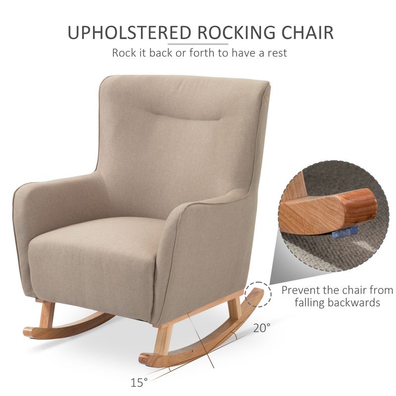 HomCom Modern Rocking Linen Sofa Armchair, 3 of 7
