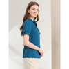 INSPIRE CHIC Women's Bow Tie Neck Solid Color Elastic Cuffs Elegant Office Short Sleeve Blouse - 4 of 4