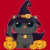 Men's Design By Humans Black Cat With Jack O Lantern Halloween Shirt By thebeardstudio T-Shirt - 2 of 4