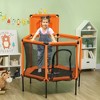 Qaba 48" Trampoline for kids, Toddler Trampoline Indoor Outdoor with Safety Enclosure Net, Basketball Hoop, Orange - 3 of 4