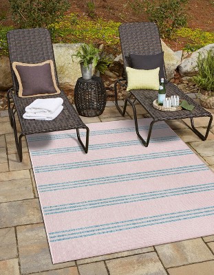 Pink and Aqua Geometric 9' x 12' Outdoor Rug