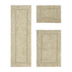 Lux Premium 100% Cotton  Ultra-Soft Tufted Solid Reversible 3 Piece Bath Rug Set, Water-Absorbent, Durable, Machine Washable Bathroom Rug - 1 of 4