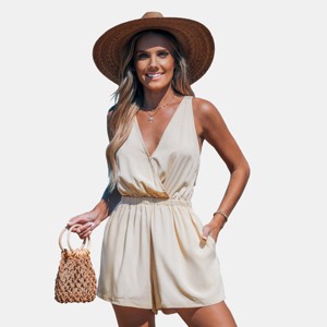 Women's Black Sleeveless Cover-Up Romper -Cupshe - 1 of 4