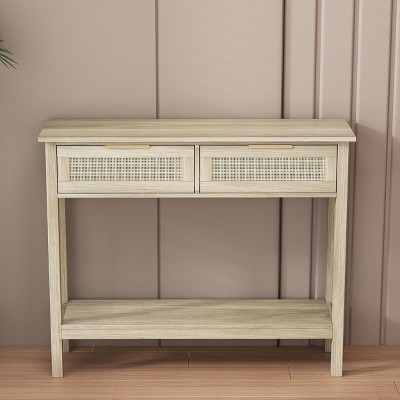 NicBex 39.37''Console Table with 2 Storage Drawers Modern Side Table with Bottom Open Shelf for Entryway,Living Room