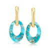 Ross-Simons 18kt Gold Over Sterling Hoop Earrings With Removable Oval Turquoise Drops - 3 of 4