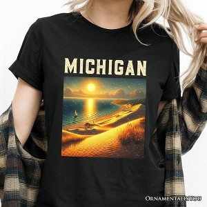 Scenic Michigan State Sleeping Bear Dunes T-Shirt, Great Lakes Sunset Tee and Coastal Souvenir | OrnamentallyYou - 1 of 4