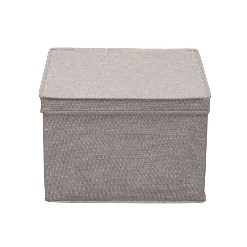 Household Essentials Set of 2 Square Storage Boxes with Lids Silver Linen, 6 of 9