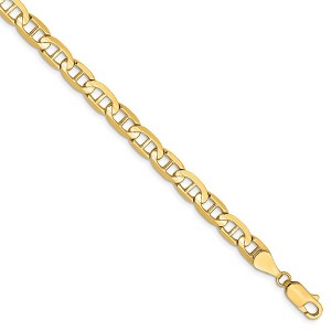 Black Bow Jewelry 5.25mm, 14k Yellow Gold, Concave Anchor Chain Anklet or Bracelet - 1 of 4