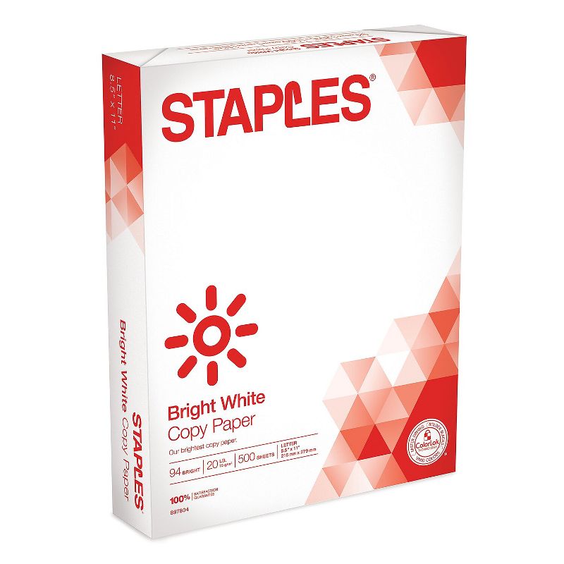 Staples Select 8.5" x 11" Copy Paper 20 lbs 94 Brightness 500/Ream (20471) 20471-US, 1 of 2